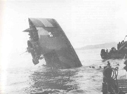 Landing ship LSM 20 sinks off Philippines after kamikaze attack on December 5, 1944